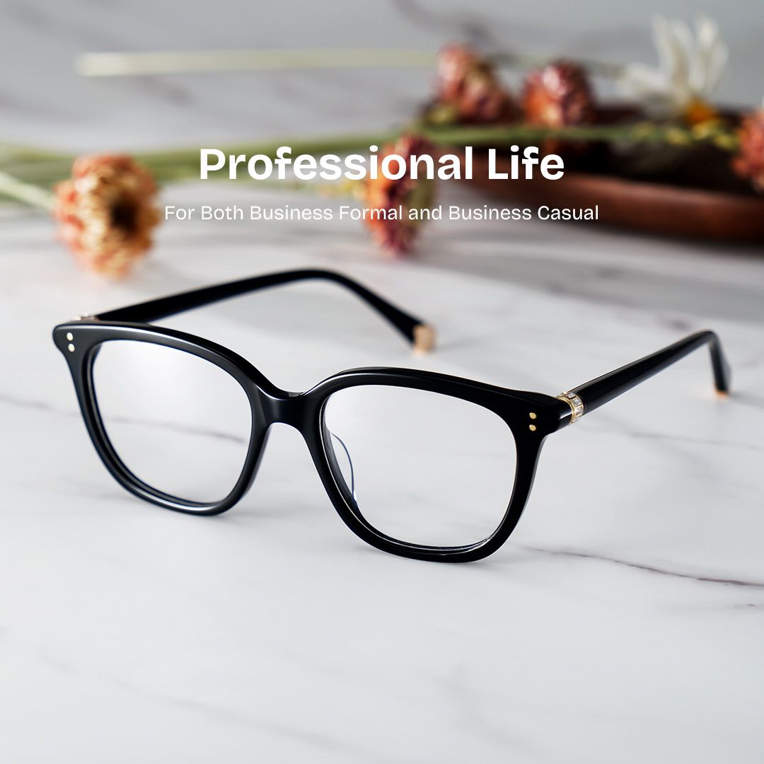 Square Black Eyeglasses- Miles Acetate Frame Glasses0