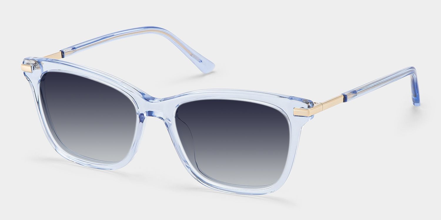 Eliot Clear Blue Rectangle Polarized Sunglasses for Driving | ZEELOOL