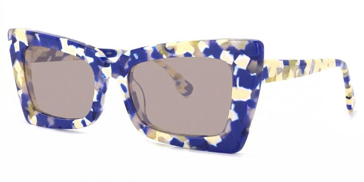 Newell Rectangle Blue-Floral Glasses
