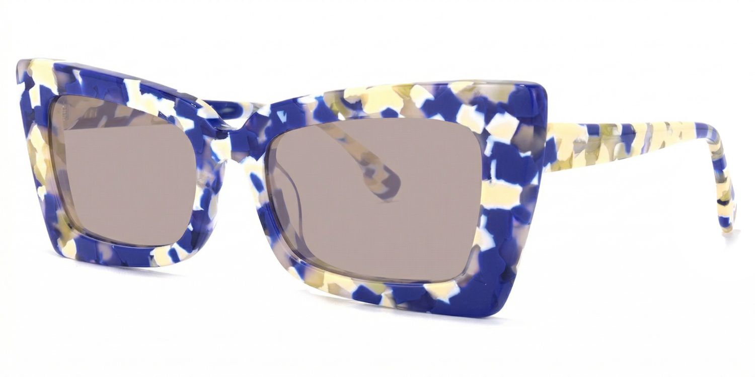 Newell Rectangle Style Blue-Floral Frame Sunglasses | ZEELOOL1