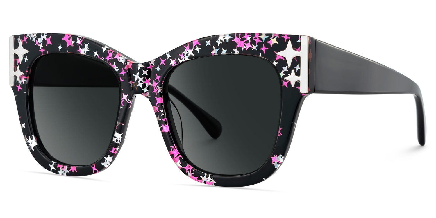 Minfia Square Black Pink Glasses3