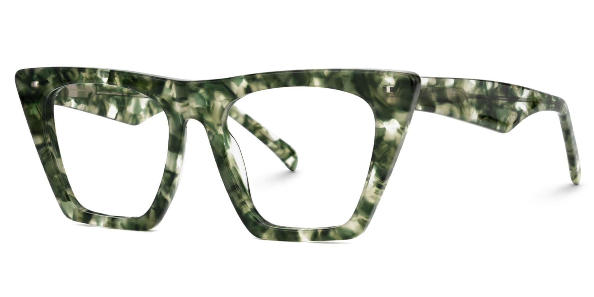 Cecile Cat Eye Green-Floral Glasses | Zeelool Glasses1