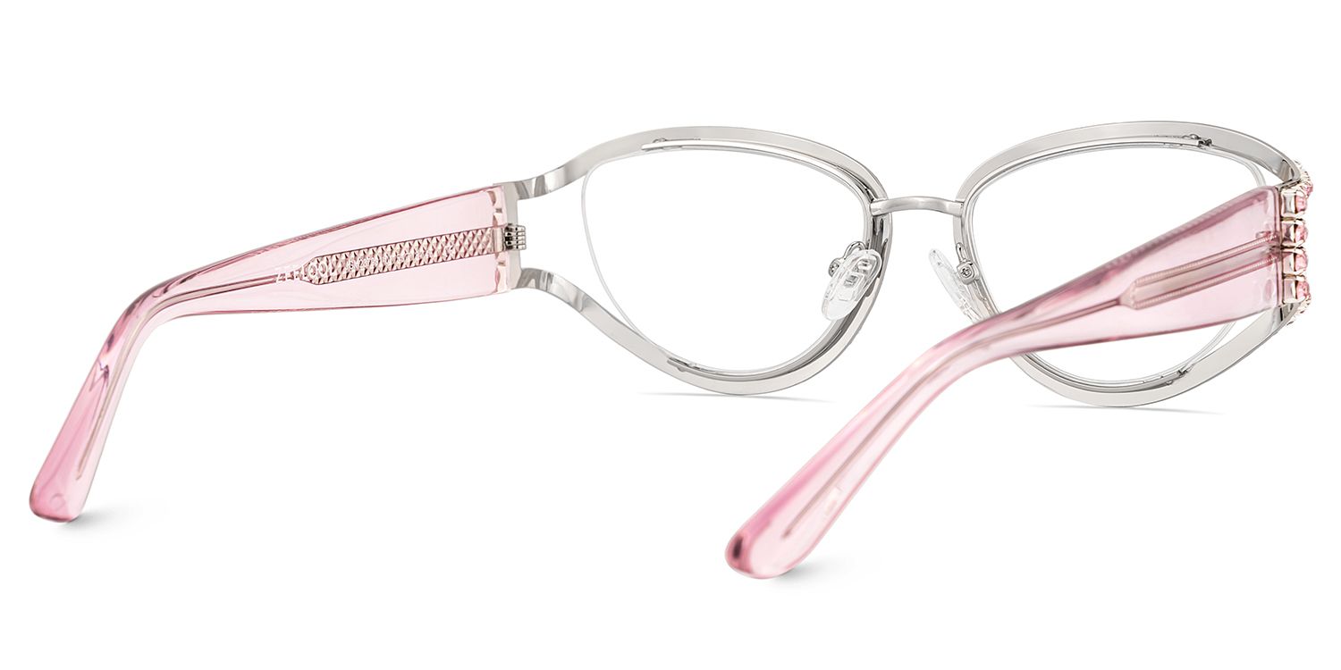 Ladies's Cat Eye Glasses With Shiny Pink Diamonds5