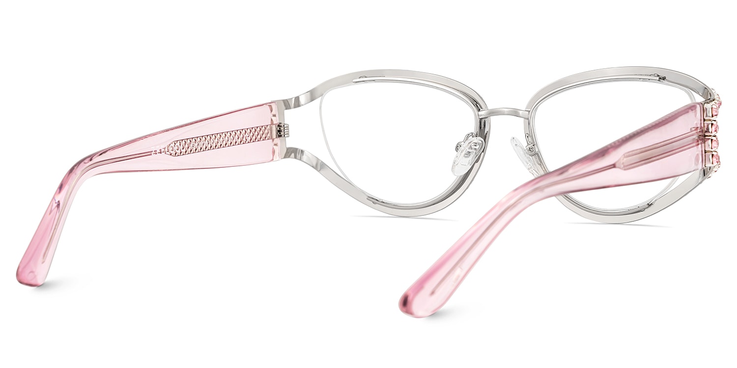 Ladies's Cat Eye Glasses With Shiny Pink Diamonds5