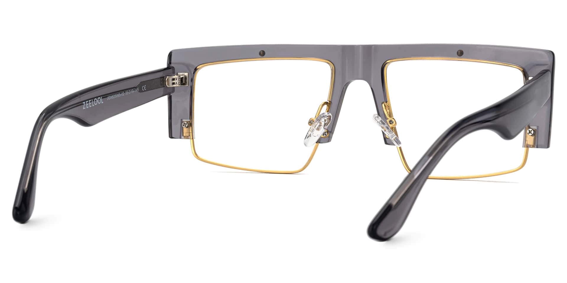 Maldonado Rectangle Grey Transparent Glasses | Zeelool4