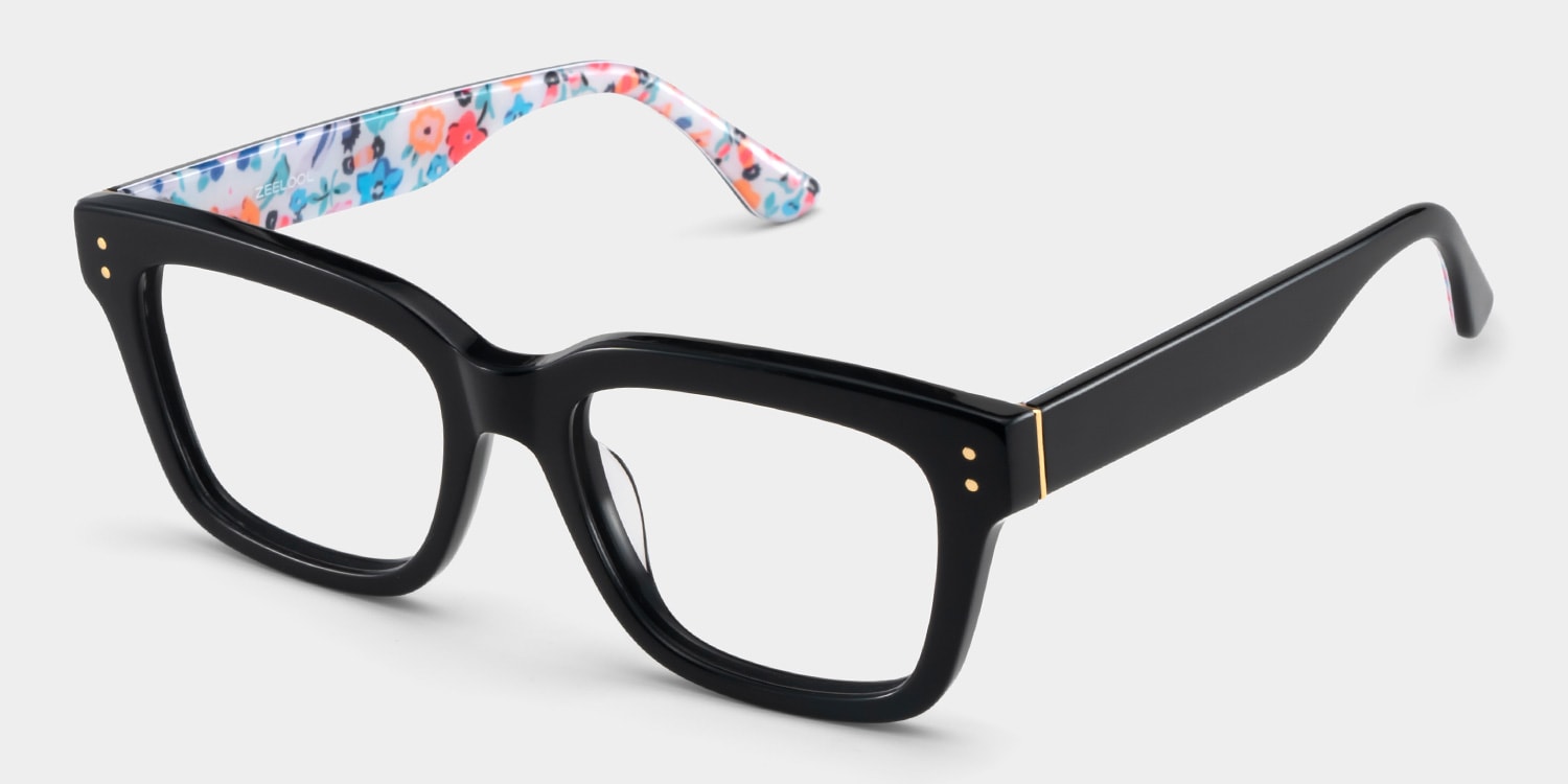Zinnia Rectangle Black Glasses6