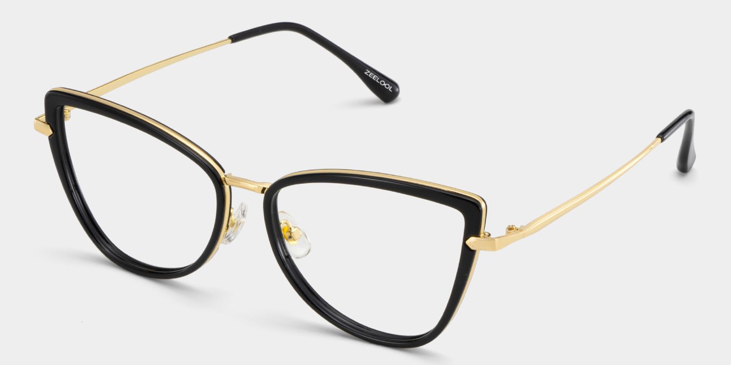 Cat eye Black Eyeglasses- Sloane Mixed Frame Glasses2