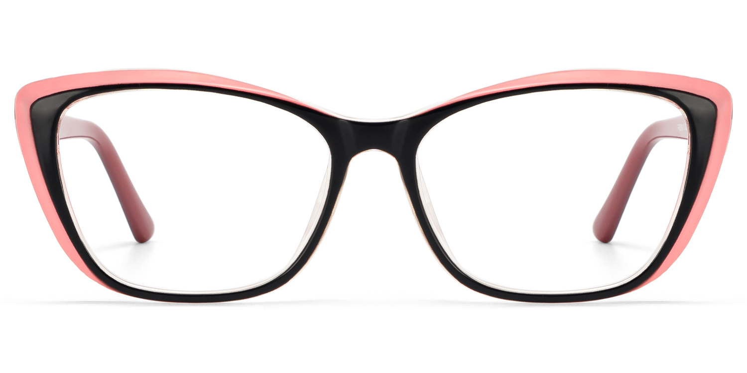 Fidelia Cat Eye Black and Pink Frame Glasses | Zeelool