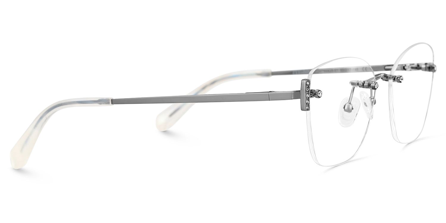 Silver Rectangle Jaxon Glasses with Rimless | Zeelool4