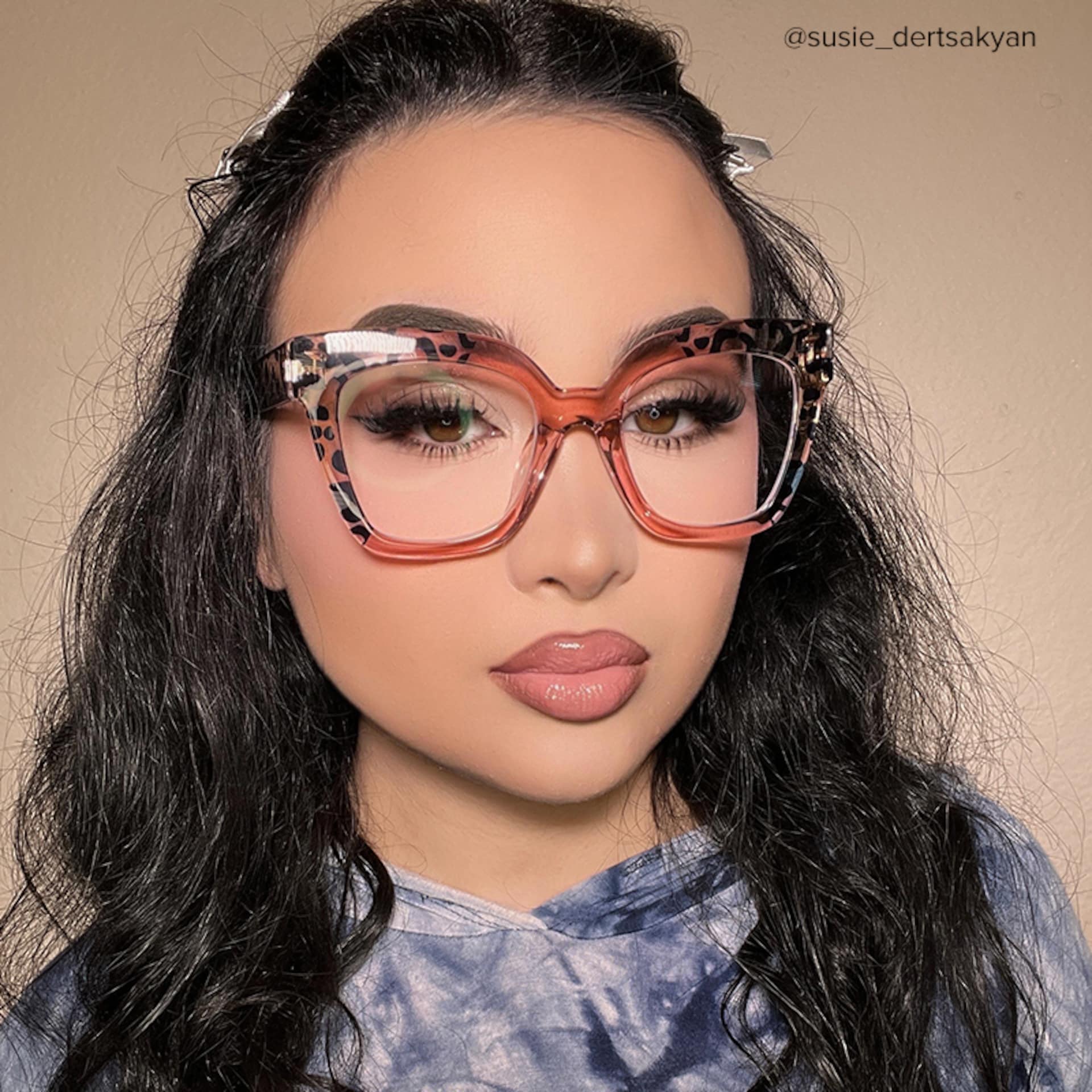 Malcolm Pink Leopard Print Square Frame Glasses for Women6