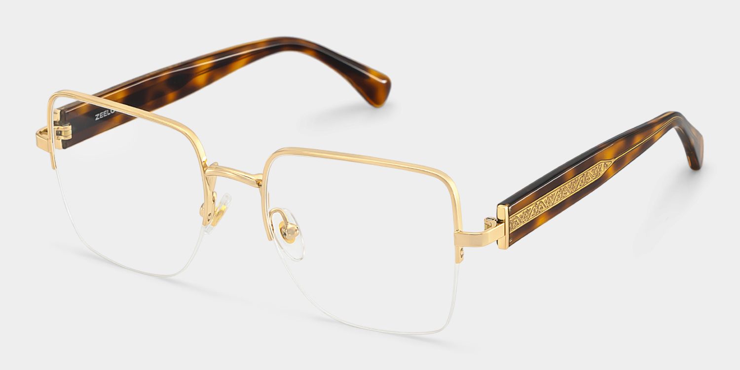 Lauren Gold Tortoise Frame Glasses with Square Frame Online | ZEELOOL