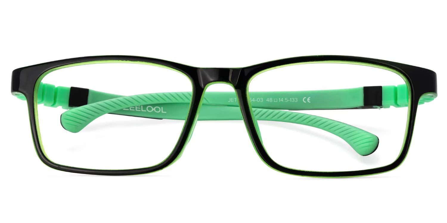 Arddin Rectangle Green Frame Eyeglasses for Tweens1