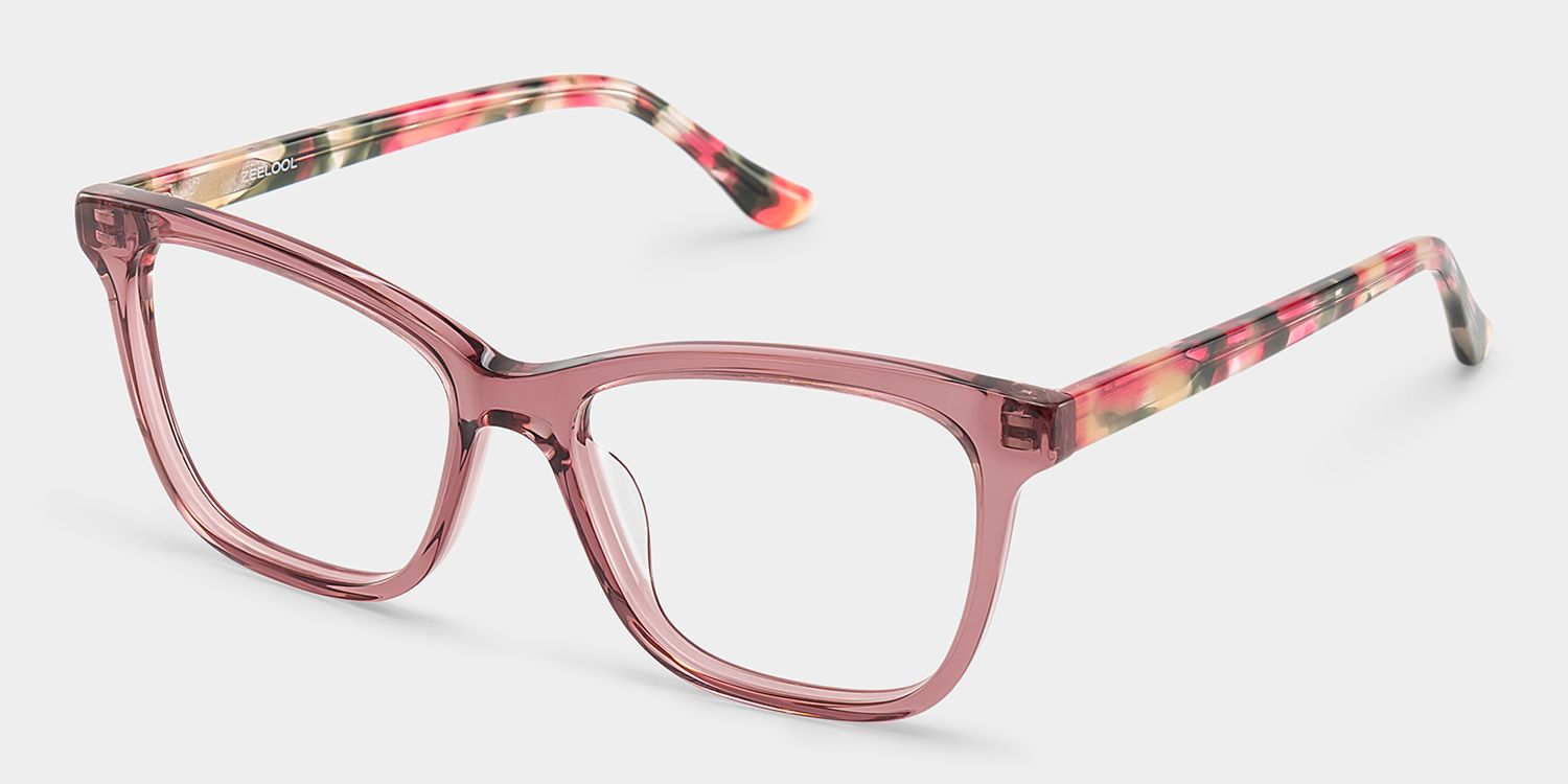 Faith Pink Rectangle Flower Eyeglasses for Women | ZEELOOL