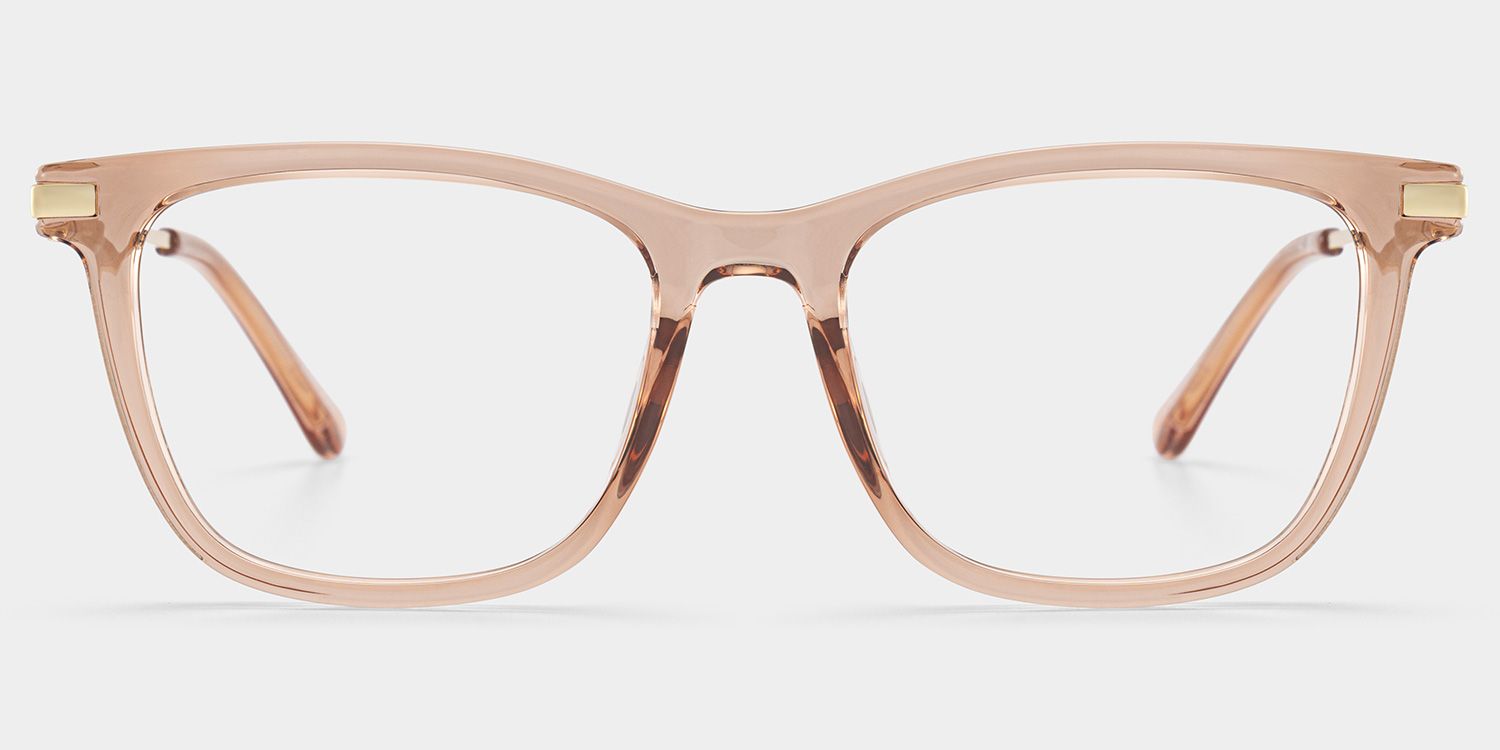 Selena Transparent Beige Rectangle Sparkling Frame Glasses | ZEELOOL1