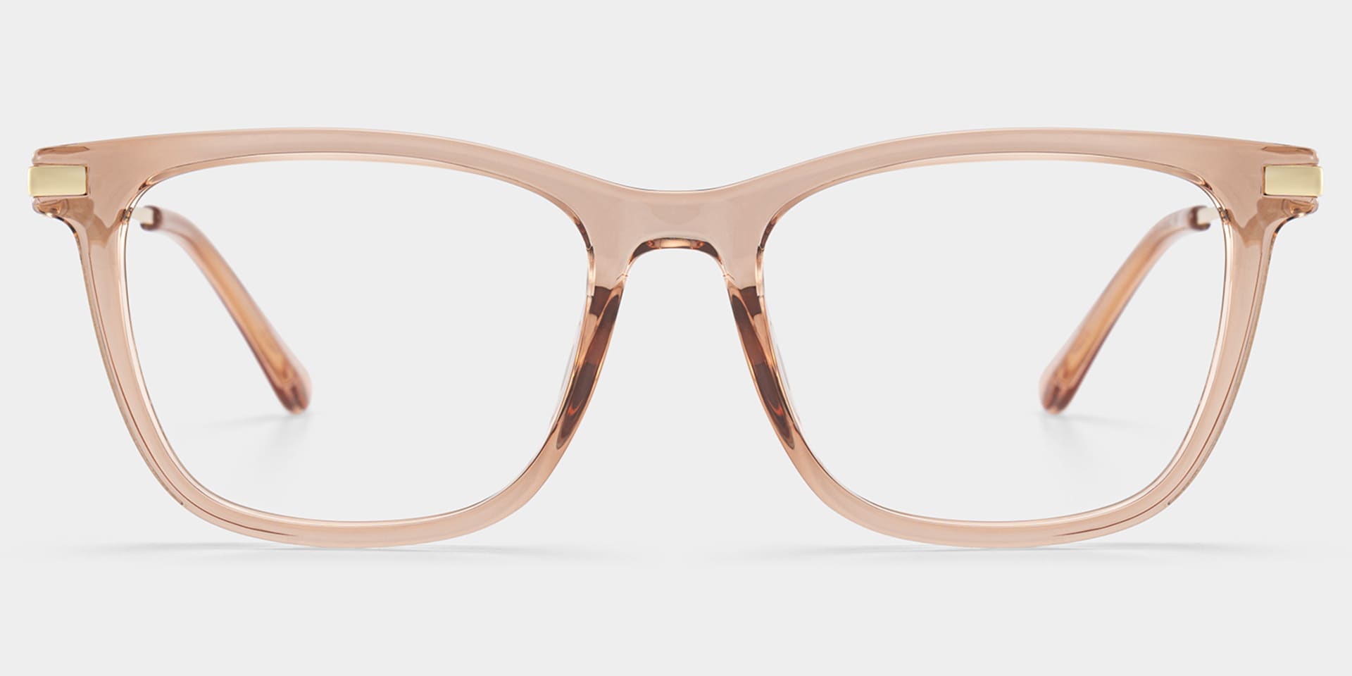 Selena Transparent Beige Rectangle Sparkling Frame Glasses | ZEELOOL1