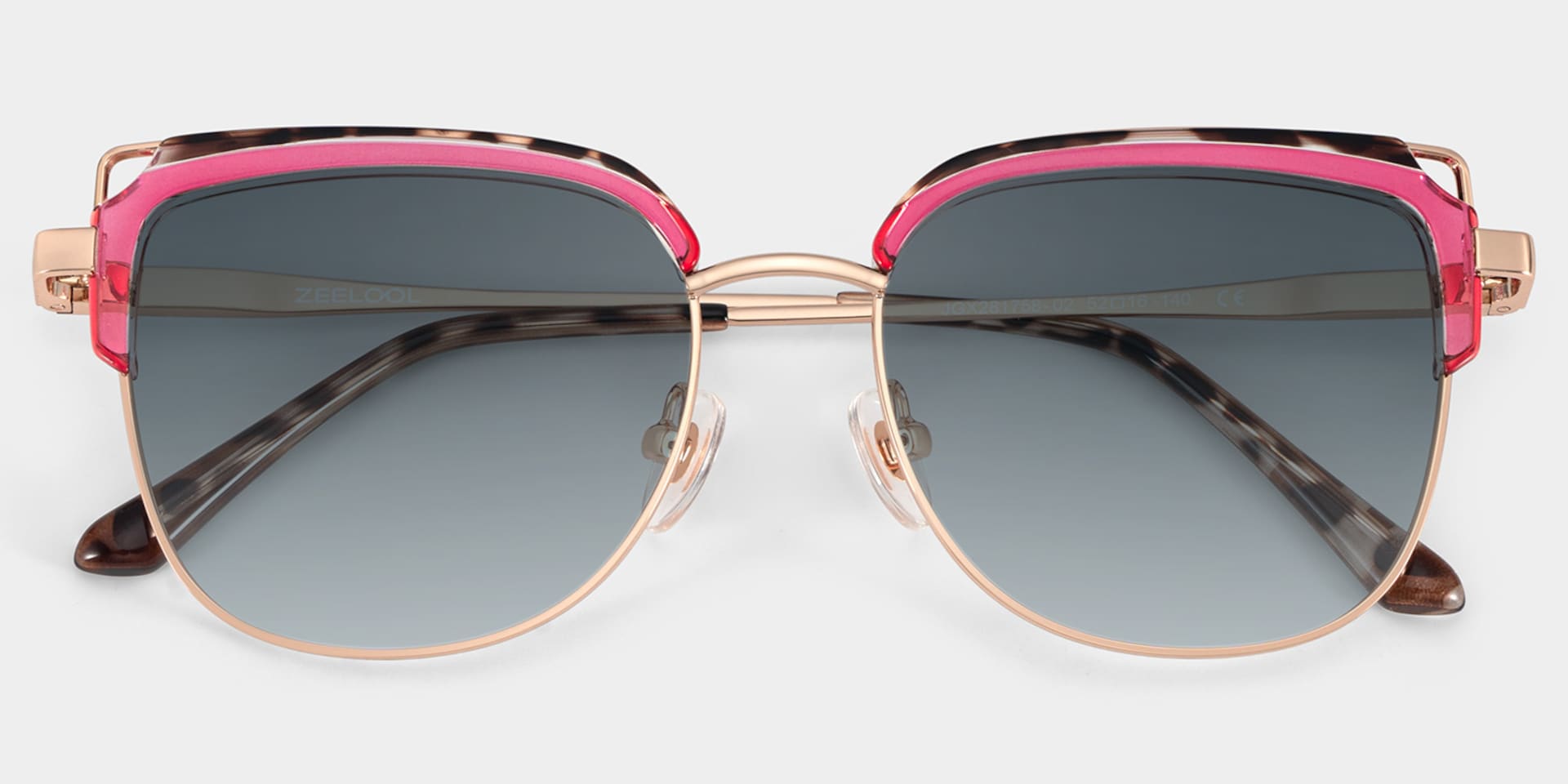 Samson Pink Square Glasses With Tortoiseshell Color-Block Design1