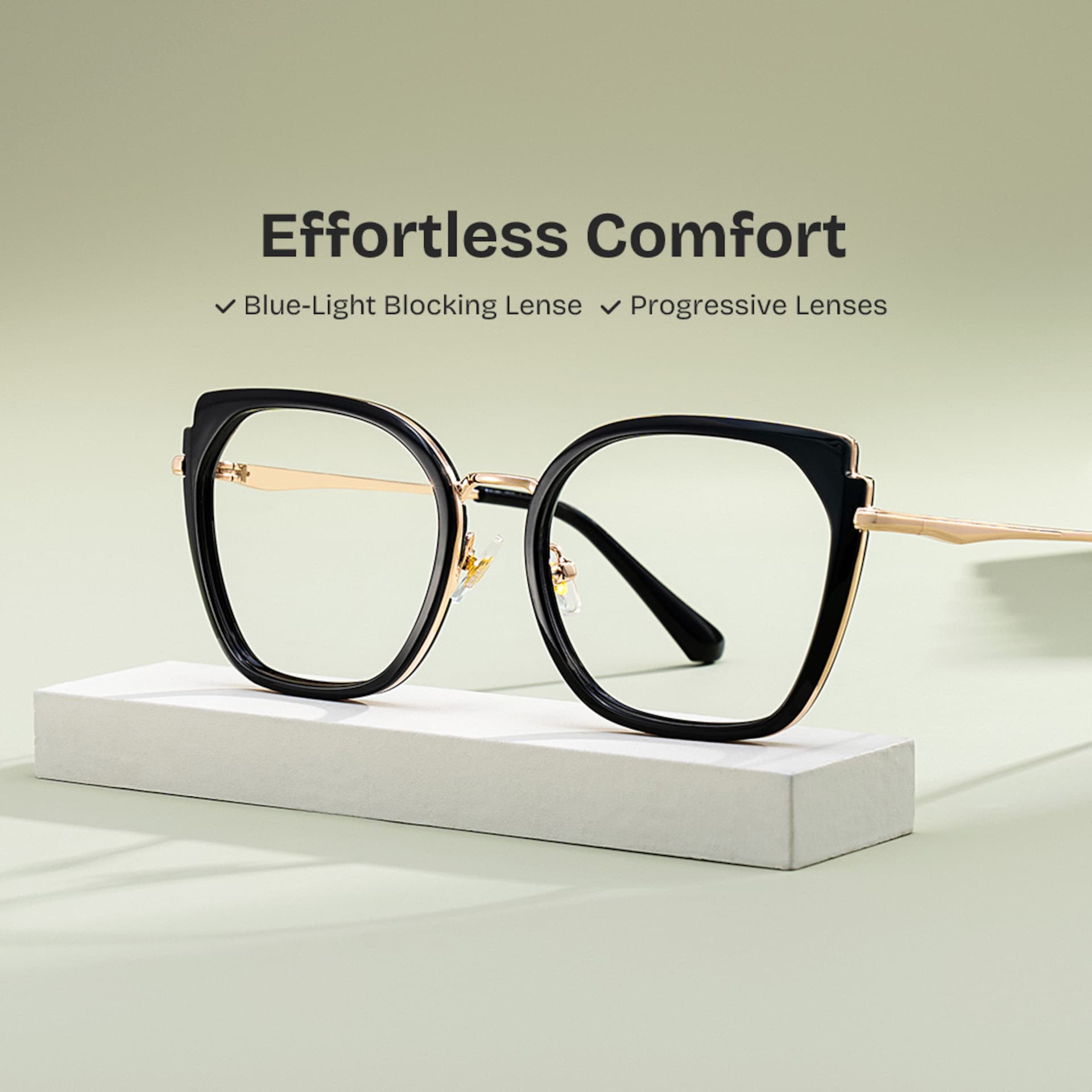 Black Metal Frame Glasses With Wide Size For Women0