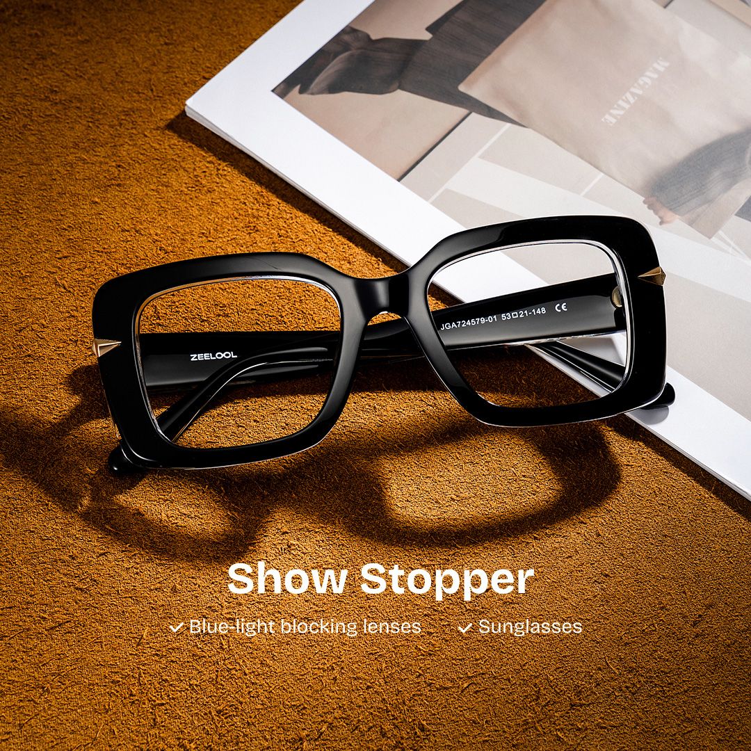 Neon Black Frame Prescription Glasses with Square Shape | ZEELOOL2