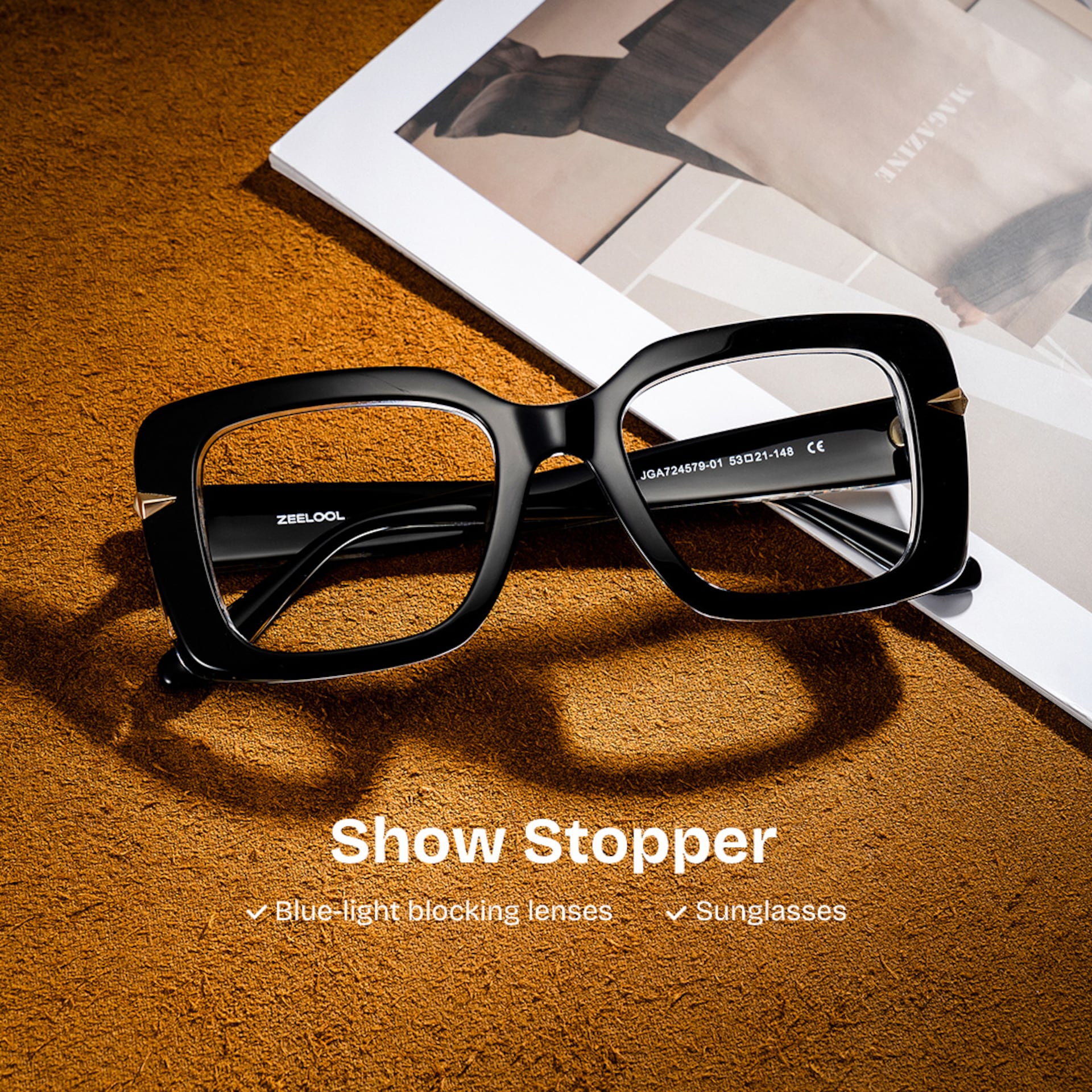 Neon Black Frame Prescription Glasses with Square Shape | ZEELOOL2