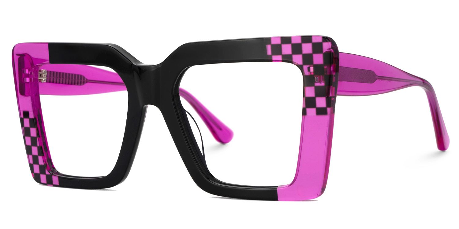 Shamika Large Purple and Black Glasses with Rectangle Frames | Zeelool1