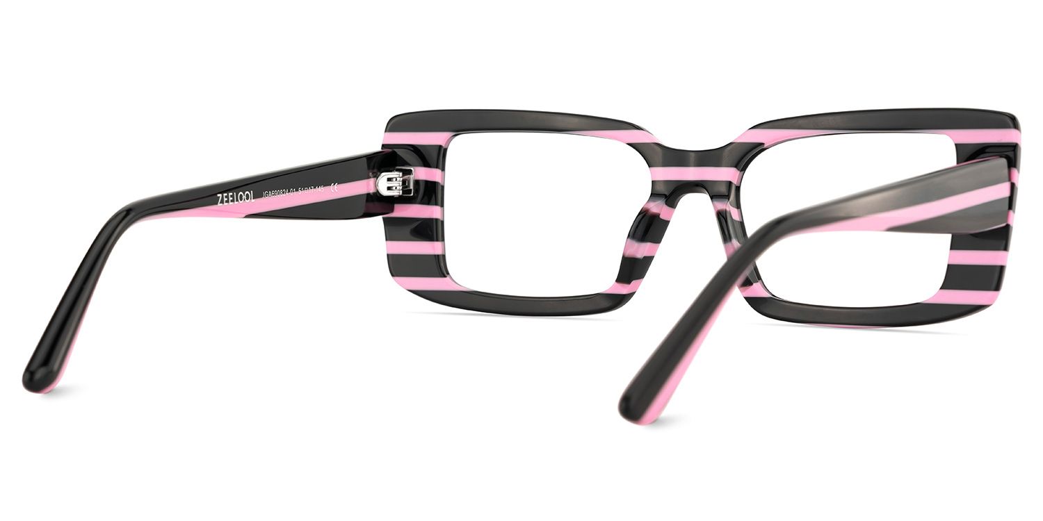 Women's Rectangle Eyeglasses Frames With Black and Pink Color5
