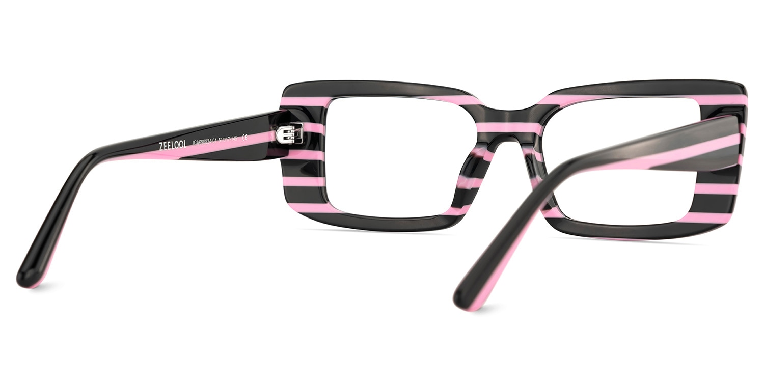 Gleam Rectangle Black Pink Glasses5