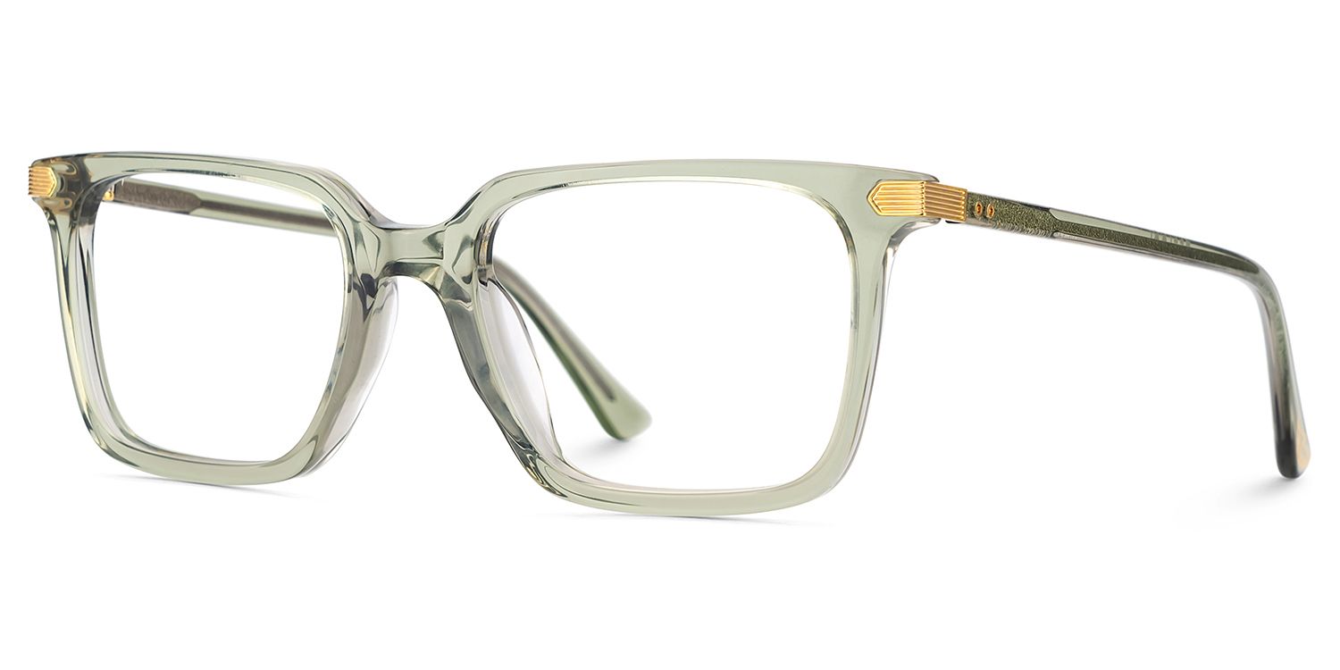 Thin Rectangle Glasses Frames in Green Color3