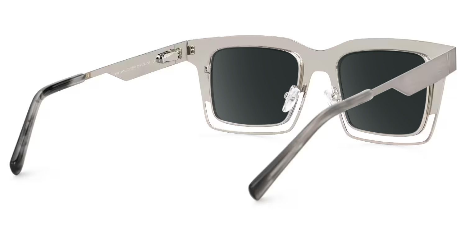 Evan Rectangle Silver Frame Sunglasses for Males | Zeelool3