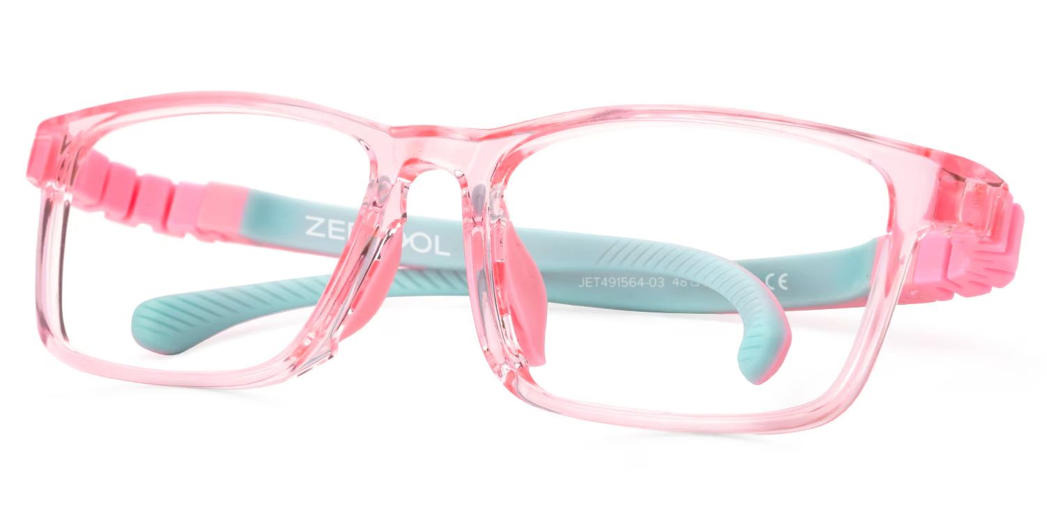 Arddin Rectangle Pink Frame Eyeglasses for Tweens2