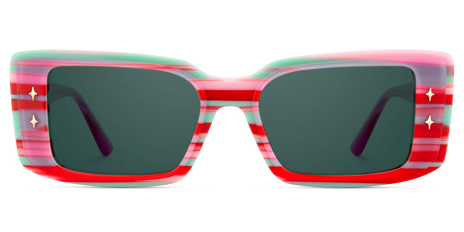 Women's Rectangle Eyeglasses Frames With Red and Green Color0