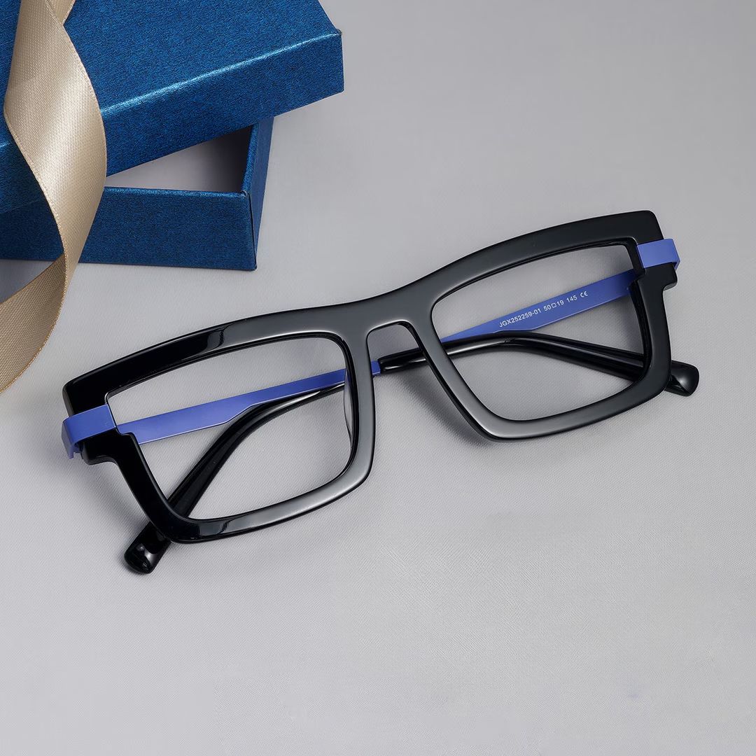 Yahia Black Rectangle Glasses for Men | Zeelool0