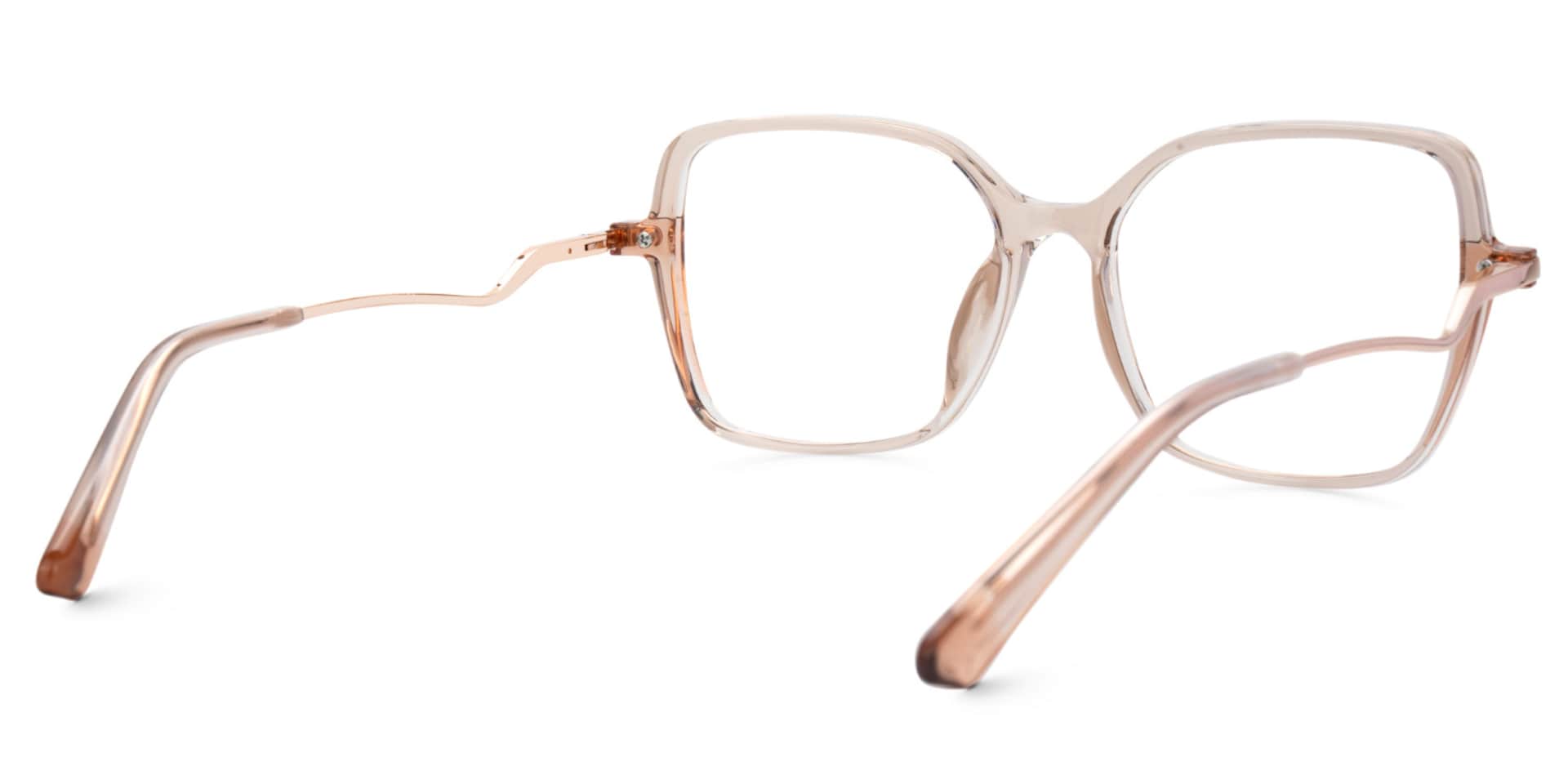 Rendon Champagne Square Prescription Glasses | Zeelool3