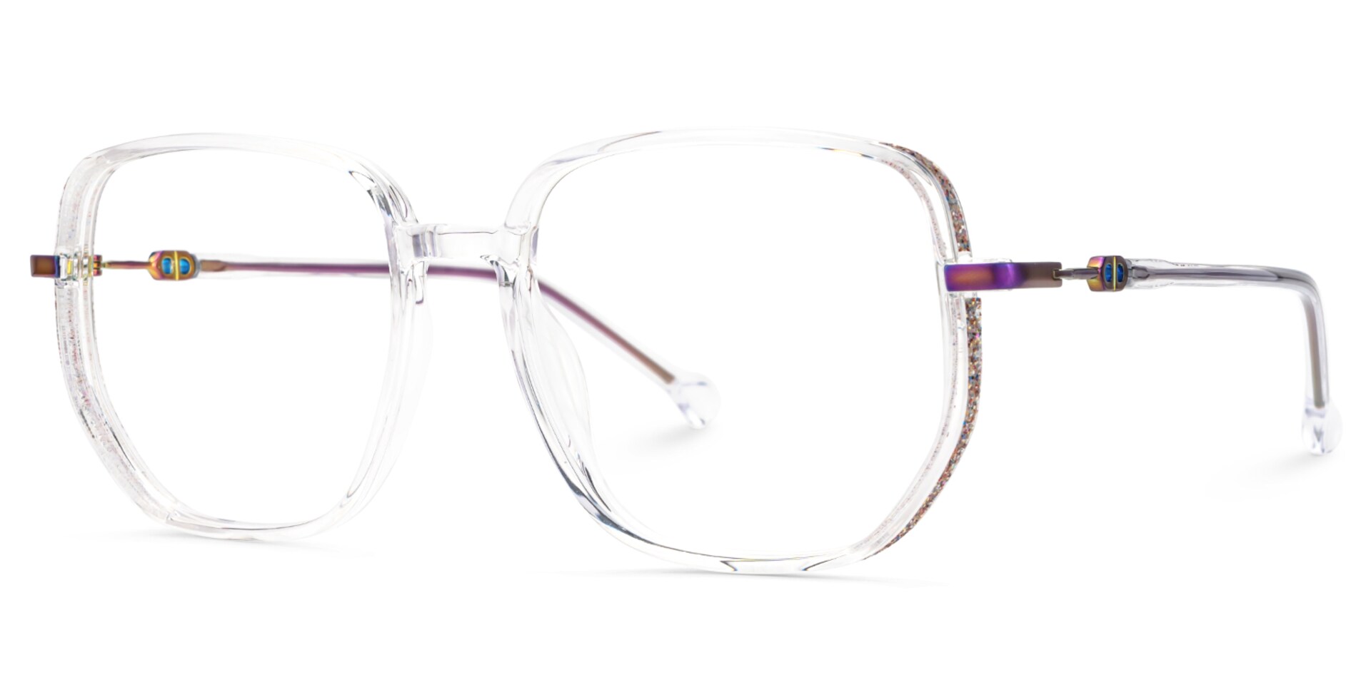 Joana Clear Glasses in Geometric Wide Frame Design | Zeelool3