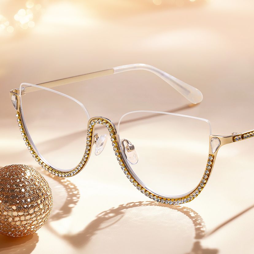 Sparkle Gold Cat eye Glasses