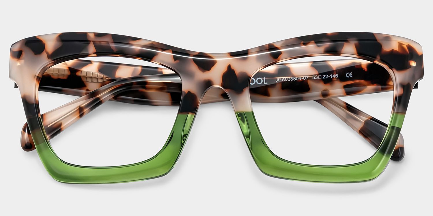 Benitez Square Two-Tone Glasses in Tortoise & Green Color | ZEELOOL2