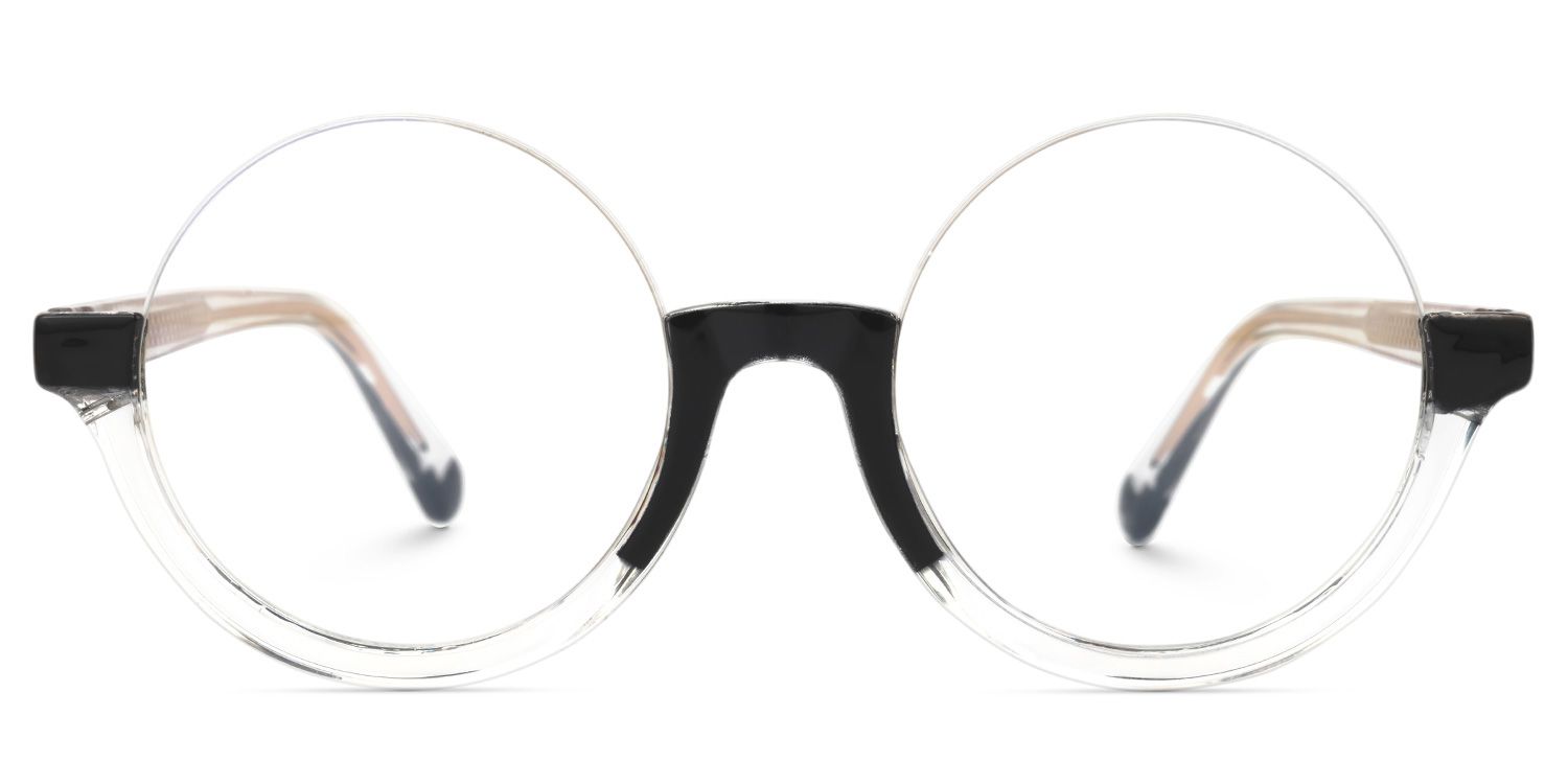 Cheril Round Black-Clear Glasses0