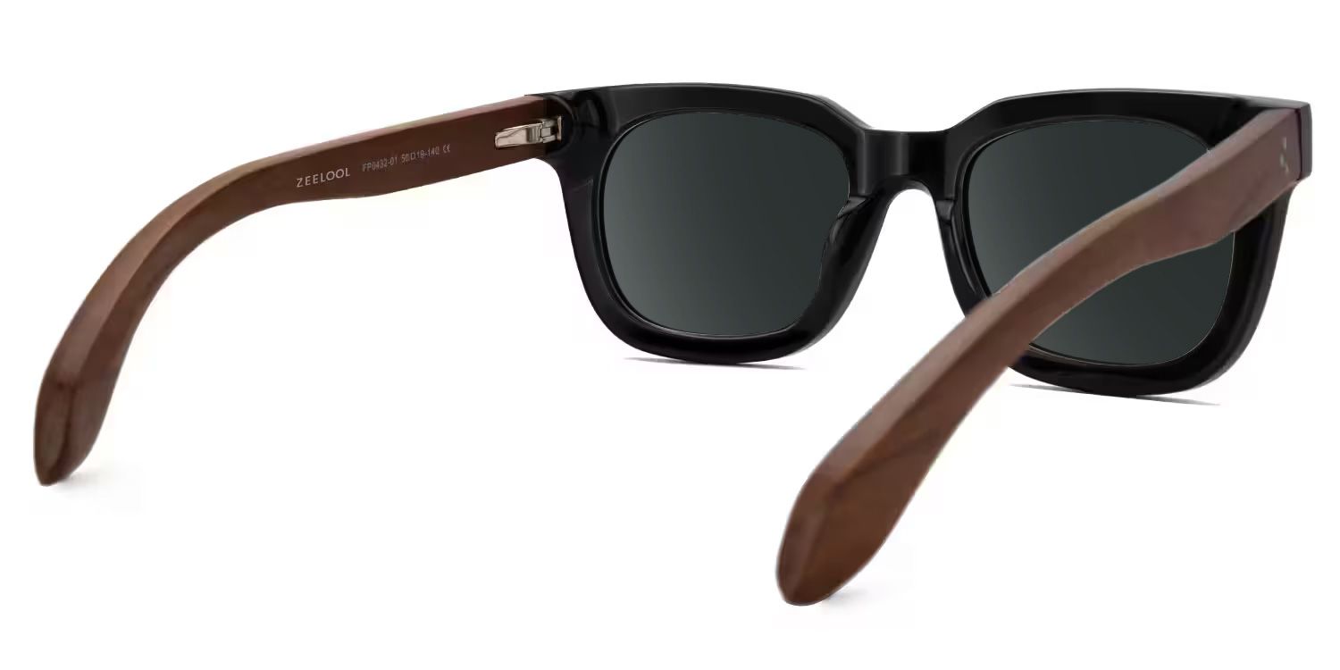 Sam Rectangle Wood Thick Frame Sunglasses for Men | Zeelool3