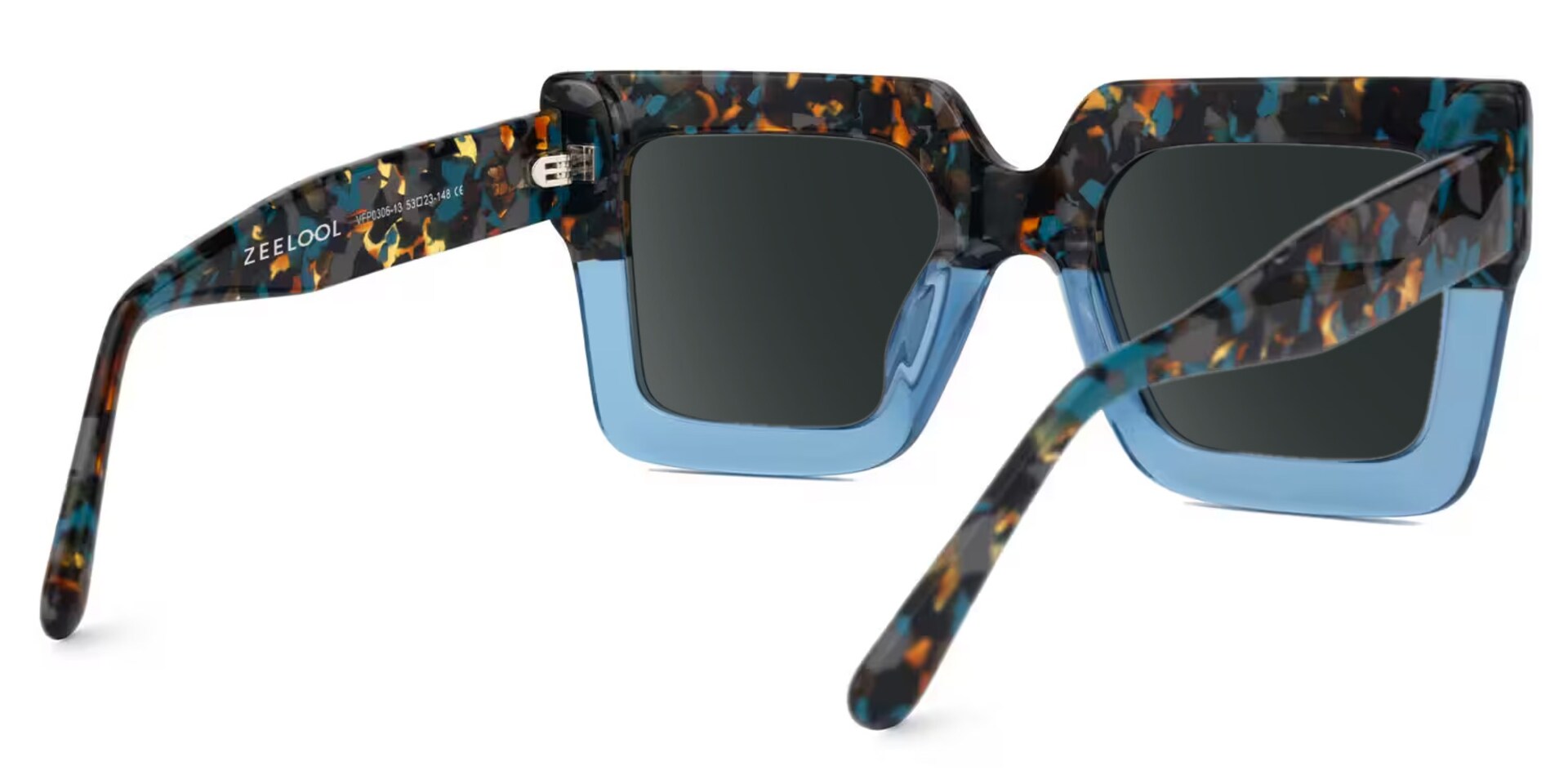 Brandon Blue Square Sunglasses with Chunky Acetate Frames3