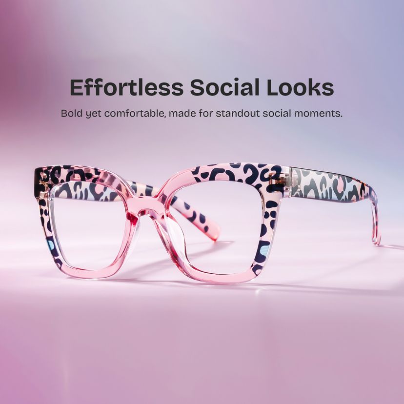 Malcolm Square Pink Leopard Glasses