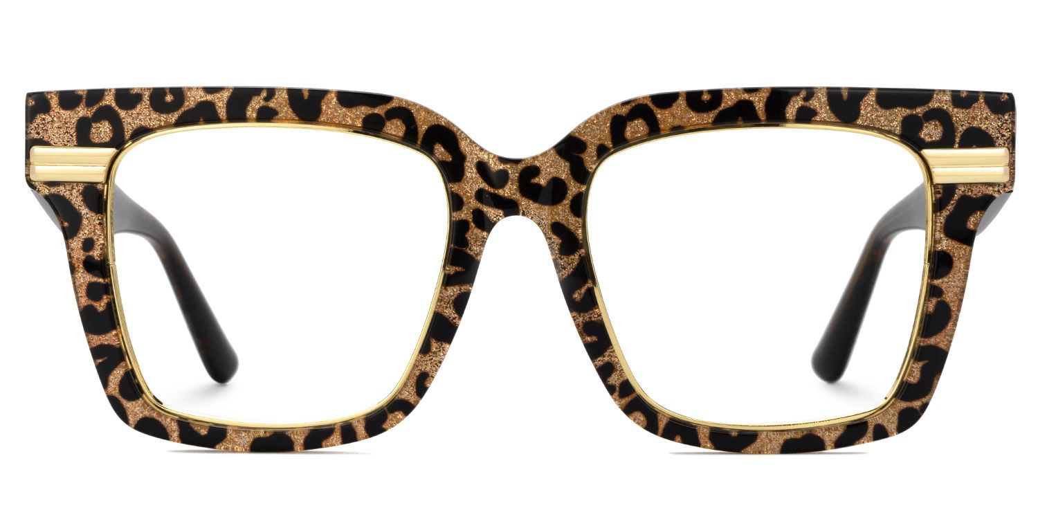 Taylor Square Gold Leopard Frame Glasses for females2