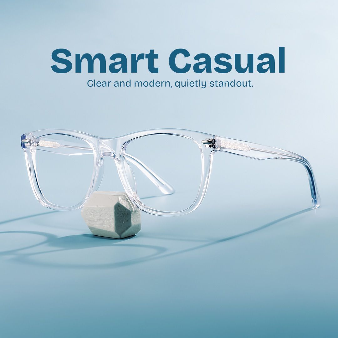 Atlas Clear Rectangle Acetate Frame Glasses for Men | ZEELOOL0