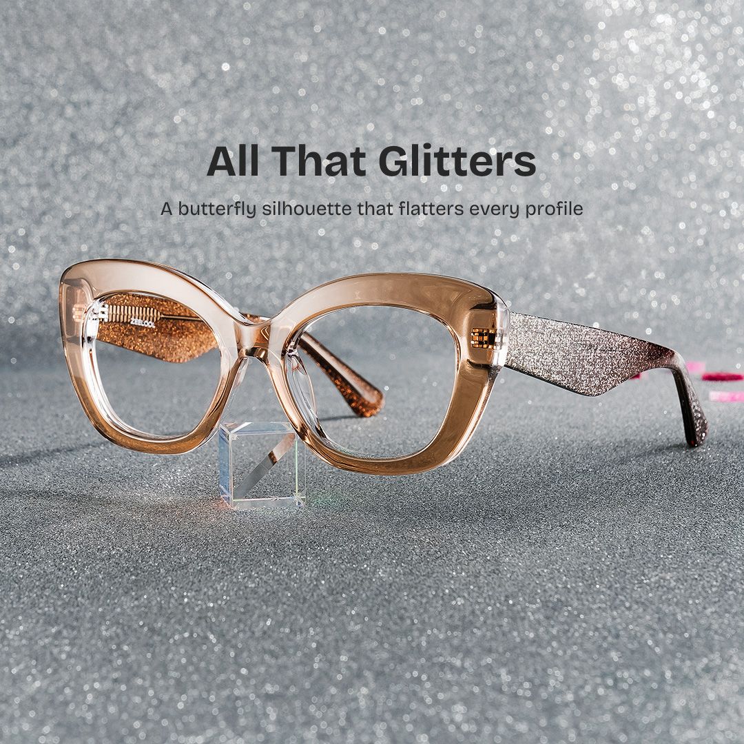 Mireille Butterfly Brown bling bling Eyeglass Frames | ZEELOOL0