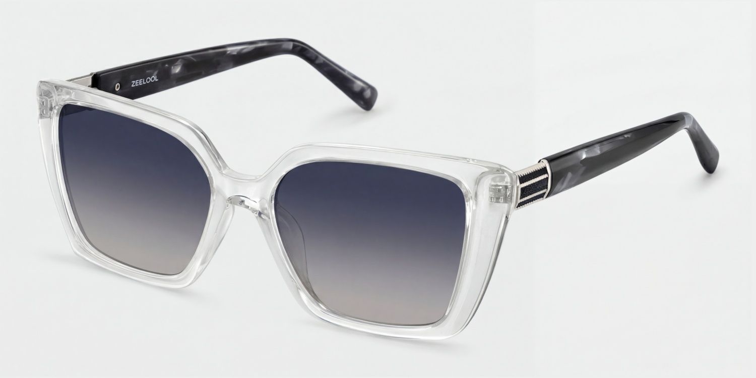 Emery Acetate Clear Square Frame Sunglasses | ZEELOOL2