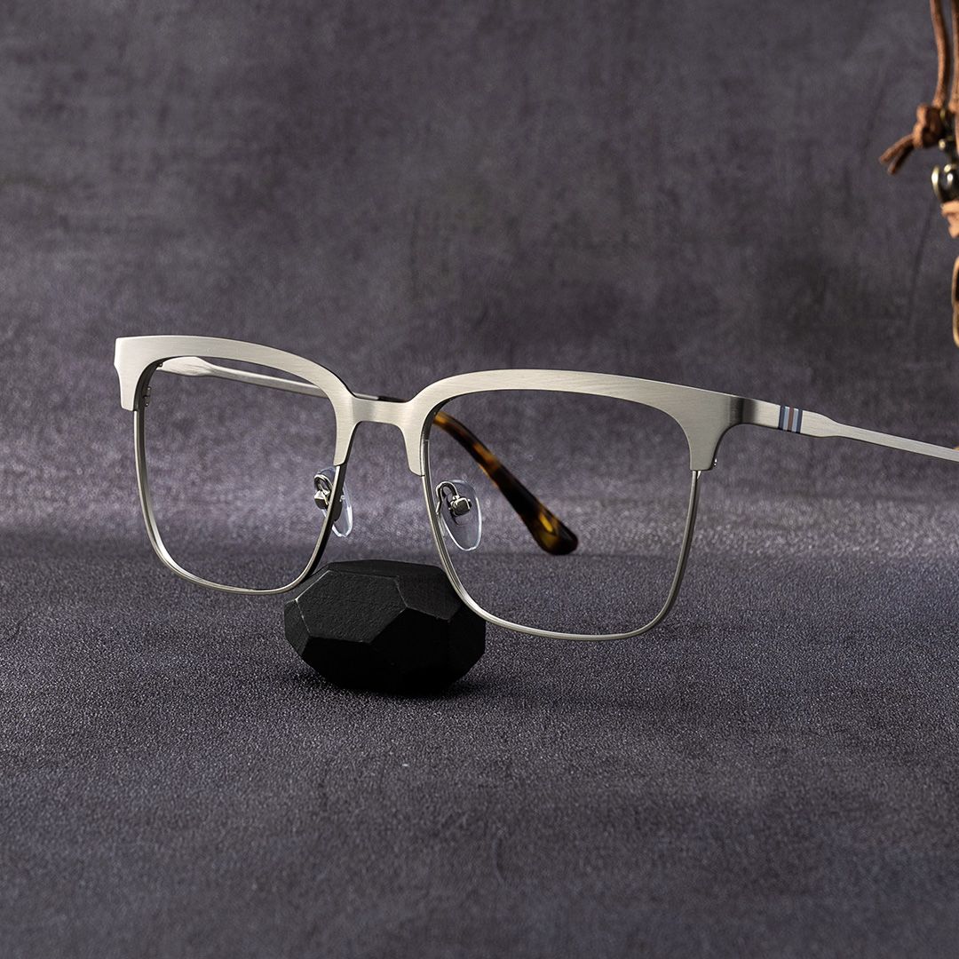 Cleo Silver Frame Glasses with Browline Frame Online | ZEELOOL0