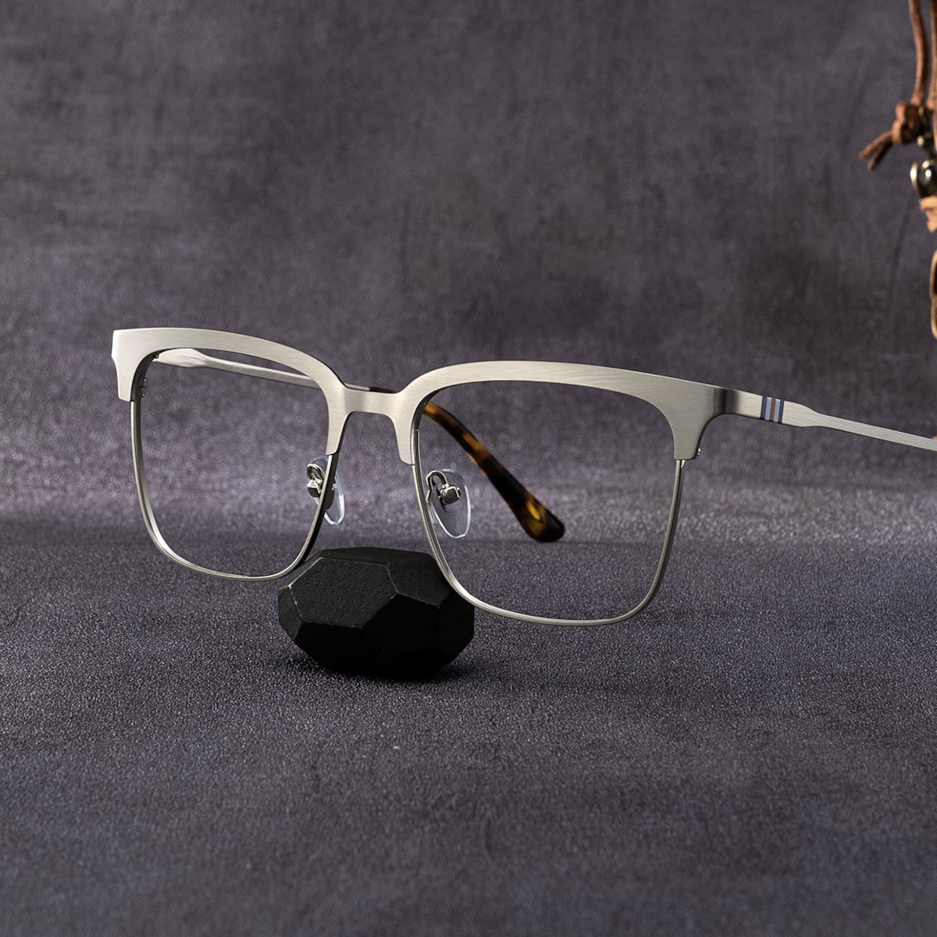 Cleo Silver Frame Glasses with Browline Frame Online | ZEELOOL0