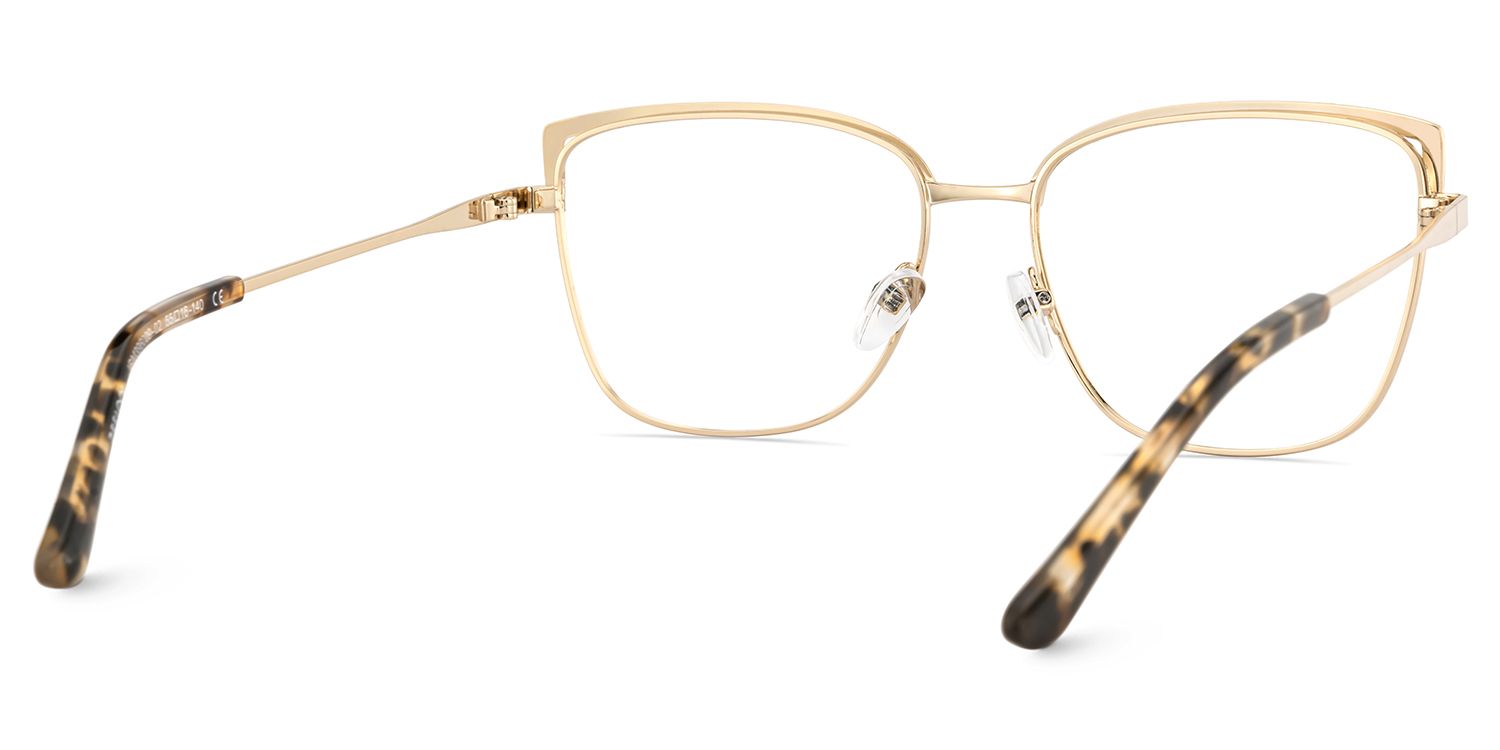 Square Metal Glasses With Pink and Tortoise Color5