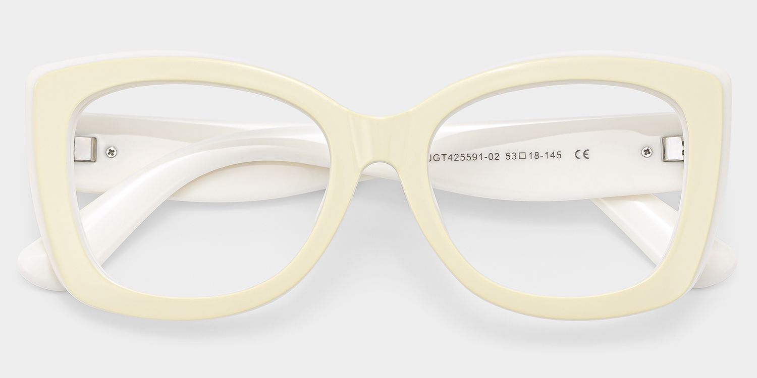 Rosie Cream Thick White Butterfly Frame Glasses | ZEELOOL1
