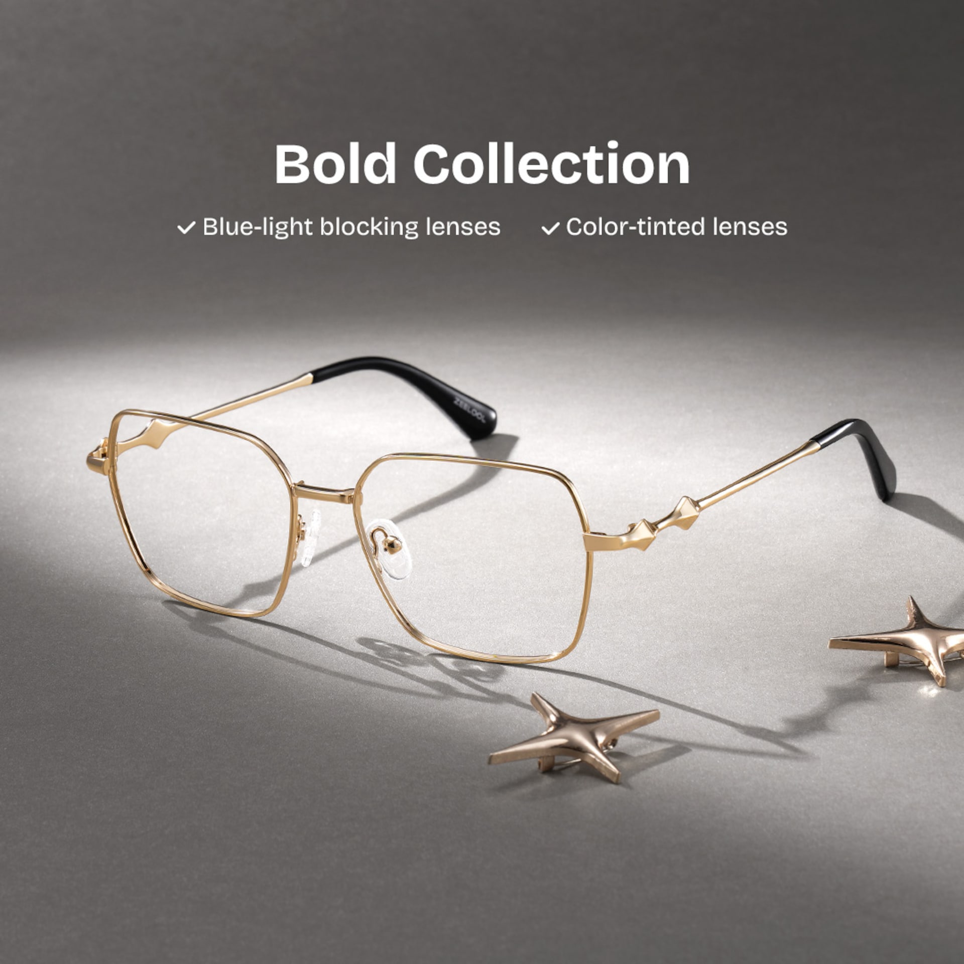 Kayla geometric gold Frame glasses Online | ZEELOOL0