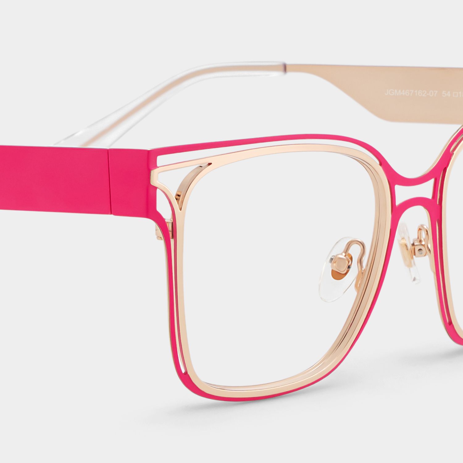 Dacarine Square Pink Gold Metal Glasses Frames On Sale | ZEELOOL5