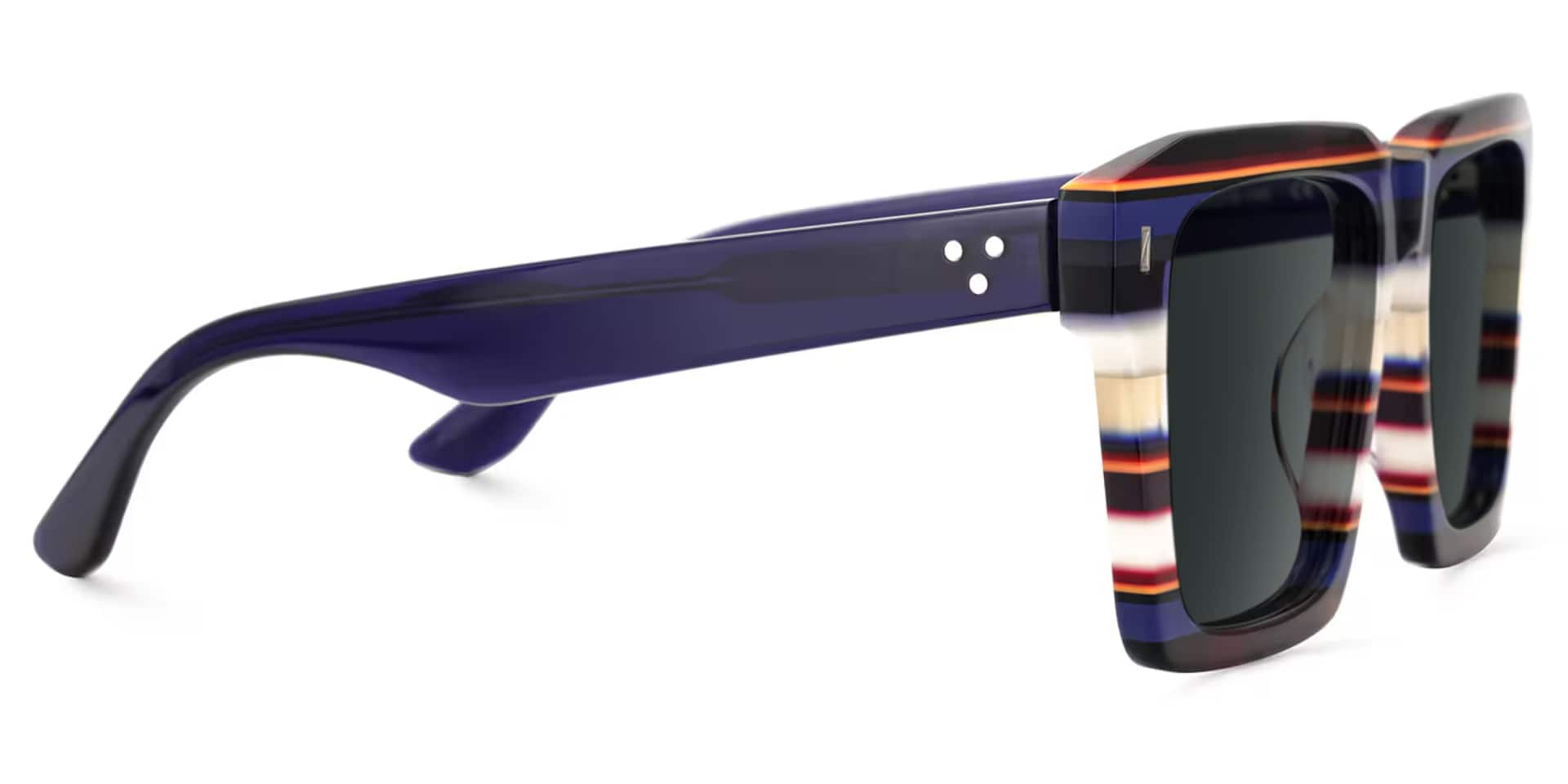 Large Square Frame Sunglasses With Blue and White Stripes3